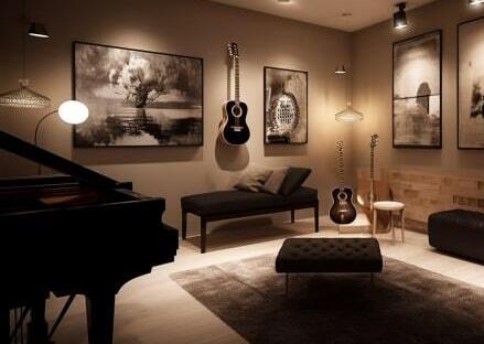 ピアノやギターがある部屋